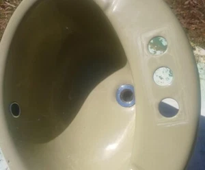 Vintage Jade Green 18x18 Oval Drop In Sink Crane April 1-294 MCM READ - Picture 1 of 9