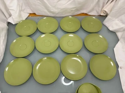 Juego de 13 Platos Vintage OD Oneida Melamina Verde 5.75" Pan Postre Retro Foto 1 de 4