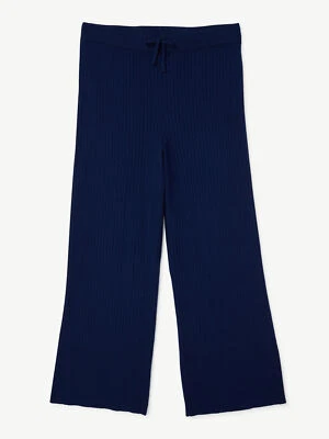Free Assembly Girls Navy Blue Wide Leg Ribbed Sweater Pants Sizes S (6/6X) NWT — 第 1/4 张图片