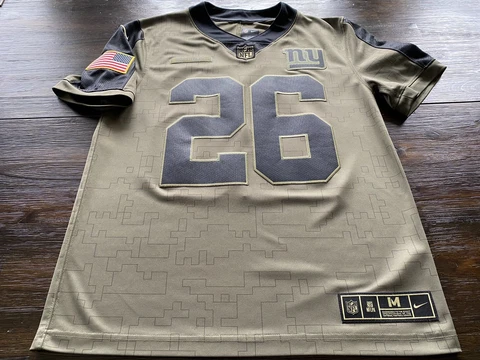 NFL 2021 New York Giants Saquon Barkley Mens Nike Salute To Service Jersey- Med Cover