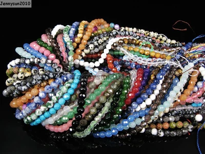 JENNYSUN2010 Natural Gemstones 3.5mm ~ 4mm ~4.5mm Faceted Round Beads 15'' ~ 16'' Pick Stone
