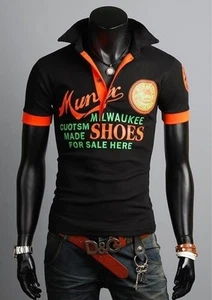 T-SHIRT POLO MILWAUKEE DESIGN IMPRIMÉ POLICE.NEUF.NOIR/ORANGE - Picture 1 of 3