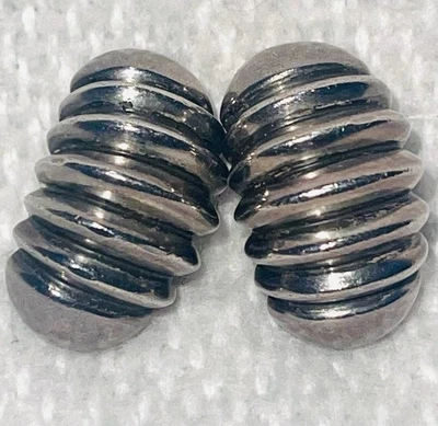 Barry Kieselstein Cord Heavy Sterling Silver Ridge Zig Zag Hug Clip Earrings - Image 1 of 4