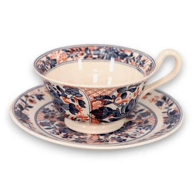 Xícara de chá e pires Wedgwood Ningpo Imari Etruria Inglaterra antiga década de 1890 - Imagem 1 de 4