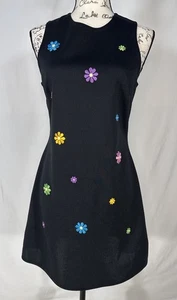 Vintage 579 Flores Margarita Negra Medianas EE. UU. Bordadas Y2K Retro Grunge Hippie - Imagen 1 de 8