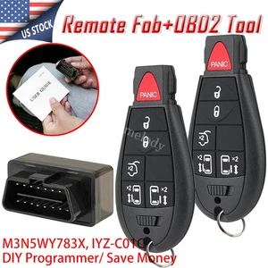 2 Remote Key Fob + 1 Programmer For Chrysler Town & Country Dodge Grand Caravan - Picture 1 of 13