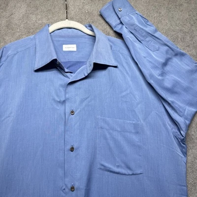 Camisa de vestir Zegna azul para hombre 18,5 47 cuello extendido calce clásico negocios lujo Foto 1 de 4