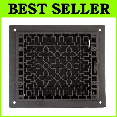 Grelha de registro de piso de ferro fundido 12x14 - Preto fosco - Imagem 1 de 4