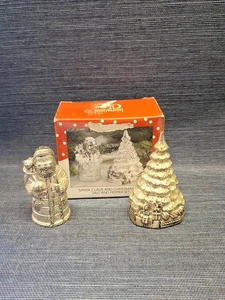 International Christmas Silverplated Santa Christmas Tree Salt/Pepper Shakers - Picture 1 of 6