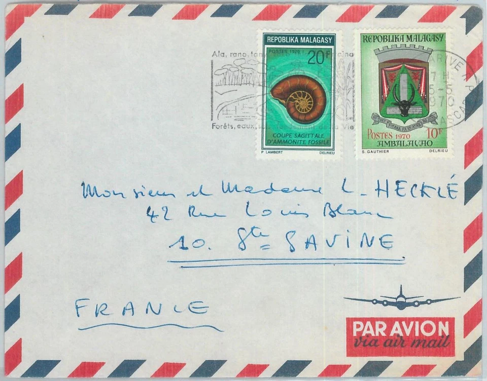 81028 - MADAGASCAR - POSTAL HISTORY -  COVER to FRANCE 1970 SHELLS trees - Image 1 of 1