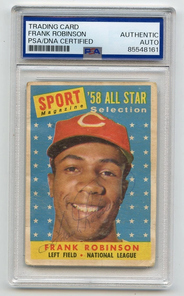 FRANK ROBINSON Ballpoint Signed 1958 Topps All Star  #484 Reds HOF  PSADNA Encap - Image 1 of 1
