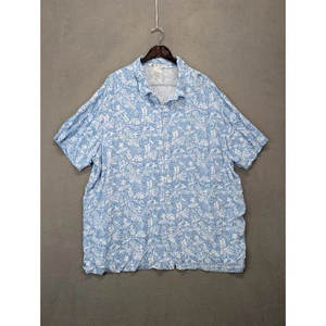 Disney Cruise Line Castaway Cay XXXL Hawaiian Shirt Blue Tropical Print - Picture 1 of 6