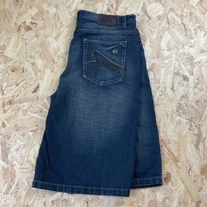Pantalones Cortos De Colección Años 2000 Denim Oscuro Pesado Hip Hop Sueltos Pierna Ancha Largos Y2K W40 - Imagen 1 de 6