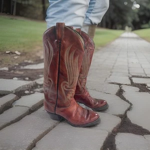 Tony Lama Marrón 15" Alto Botas de Vaquero De Colección Hechas en Estados Unidos Mujeres 5.5C Montar - Imagen 1 de 11