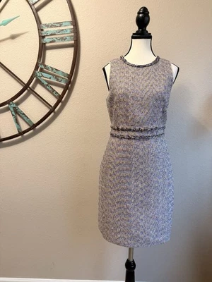 J. Crew Sleeveless Metallic Multicolor (Purple, Gold & Blue) Tweed Dress Size 2 - Image 1 of 4
