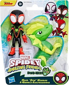 Marvel Spidey and Amazing Friends Dino Webs Miles Spin Morales Electrosaurus 4" - Imagen 1 de 2