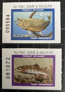 US Stamps - 1995 & 1997 New Jersey Trout Stamps - Unused - Picture 1 of 1