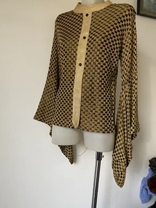 70,s Orig Annabella Sydney Amazing Gold Tunic With Huge Sleeves.Size 12 - Picture 1 of 7