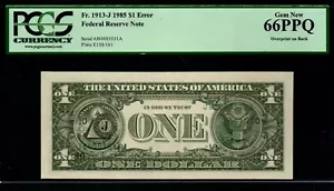 1985 $1 OVERPRINT ON REVERSE Federal Reserve ERROR Note! PCGS GEM NEW 66 PPQ! - Picture 1 of 3