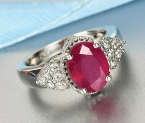 Natural Nissa African Genuine 9x7mm Ruby   Cocktail Diner Statement Ring S-7. - Picture 1 of 8