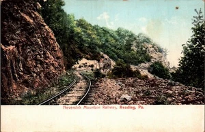 LESUNG, PA. EISENBAHN POSTKARTE Neversink Bergbahn, Gleise, Schienenbett - Bild 1 von 2