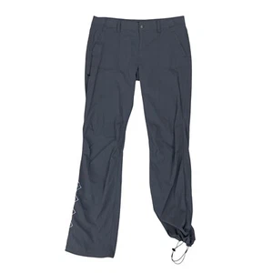 Prana Pants Women 8 Gray Mid Rise Stretch Zip Fly Bungee Hem Embroidered Sides - Picture 1 of 12