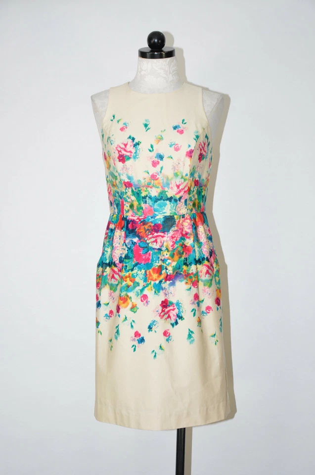 Vestido Vaina Anthropologie Maeve Crema Arco Iris Floral Jardín A Medida Mujer 4 Foto 1 de 4
