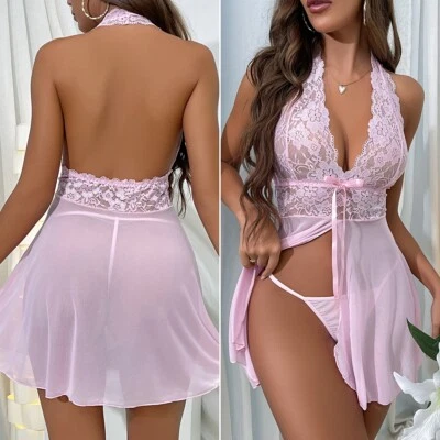 Lote Sexy-Lencería Ver A Través de Encaje Vestido Ropa Interior Babydoll Ropa de dormir Prendas para dormir Foto 1 de 4