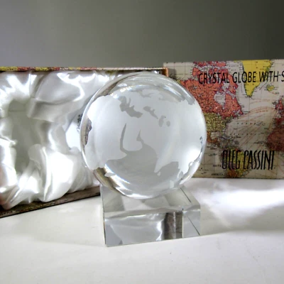 OLEG CASSINI crystal Earth GLOBE w/ stand 90mm in presentation box NEW signed - Image 1 of 4