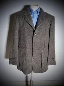 Chaqueta Blazer Abrigo Deportivo Vintage 46L J Peterman Parche Cinturón Lana Norfolk Tweed - Imagen 1 de 8