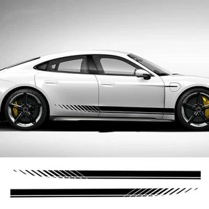 2pc Set Racing Plaid Side Door Fender Skirt Stripes Decal Sticker Sport Race Car - Foto 1 di 7