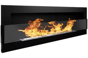 Caminetto camino bioetanolo biocamino da incasso 1200x400mm nero opaco con vetro - Foto 1 di 12
