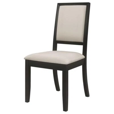 Coaster Louise Upholstered Dining Side Chair in Black and Cream (Set of 2) - Image 1 of 4