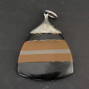 Vintage silberfarben orange schwarz klar Dreieck Anhänger dünn 2,5" x 4" Retro - Bild 1 von 8