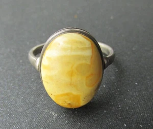 Natural Antique Baltic White Amber Silver Ring 3.8g. - Picture 1 of 7