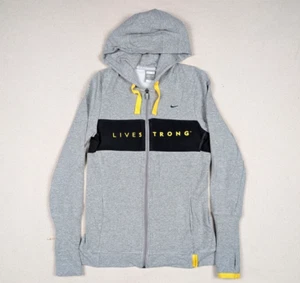 Sudadera con capucha vintage Nike FitDry Livestrong cremallera completa gris juvenil talla grande 12-14 - Imagen 1 de 16