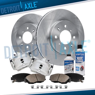 8pc Front Disc Rotors Calipers + Brake Pads Kit for Honda Civic Insight Acura EL - Image 1 of 4