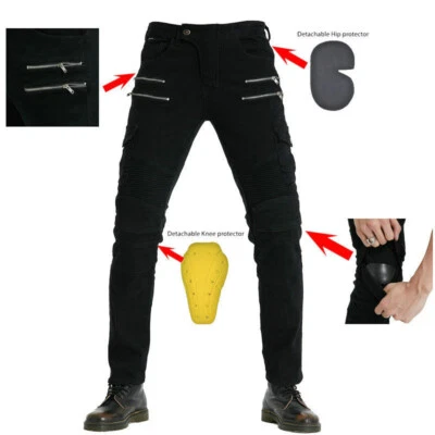 Mens Fitted Motorcycle Jeans Motorbike Pants Denim Trousers Made With Kevlar H1 - Image 1 of 4