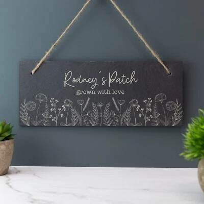 Personalised Flower Style Slate Sign Garden Sign, Customised House Warming Gift - Image 1 of 4