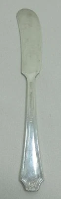 Cuchillo de mantequilla individual de plata real plato de plata pura AA KNICKERBOCKER tulipán  Foto 1 de 4