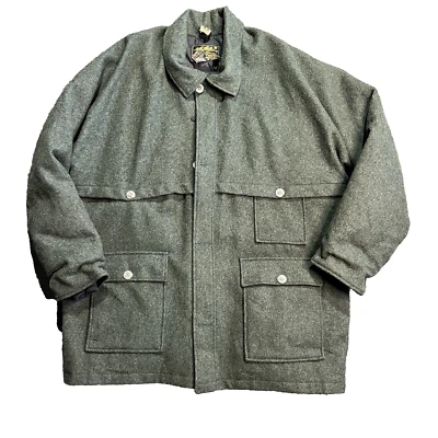 VTG Eddie Bauer Mackinaw Coat Jacket Mens SZ XXL Tall Green Wool Goose Down USA - Image 1 of 4
