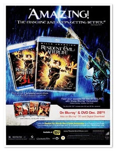 Print Ad Resident Evil Afterlife Movie Sweepstakes 2011 Magazine Advertisement - Picture 1 of 4