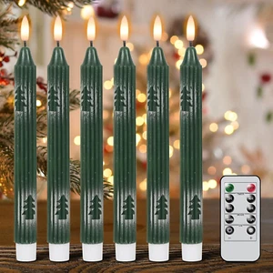 Christmas Flameless Taper Candles with Remote and Timer, Battery Operated 3D Wic - Picture 1 of 7