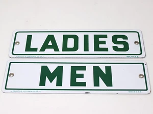Vtg Old Continental Oil Gas Station Restroom Signs Porcelain Conco Ladies & Men - Picture 1 of 10