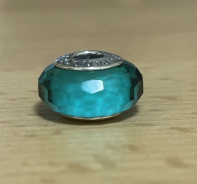 Pandora Charm Silber 925 Sterlingsilber Luftblasen Türkis Glassig kantig ( P 1 ) - Bild 1 von 4