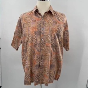 Camicia uomo Tori Richard hawaiana geometrica 100% cotone prato taglia large L made USA - Foto 1 di 6