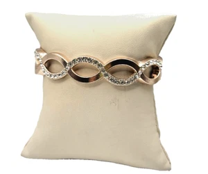 Rose Gold Infinity Bangle With Cubic Zirconia Accents - Picture 1 of 5