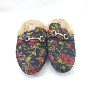 Steve Madden Jill Size 10 Shoe Faux Fur Lined Fashion Flats Floral Print Slipper - Picture 1 of 7