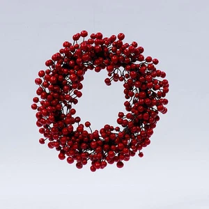 CORONA GHIRLANDA GIGANTE TONDA Cm.50 con BACCHE ROSSE ADDOBBI NOZZE e FESTE 5765 - Picture 1 of 1