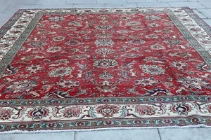 Vintage Worn Hand Made Traditional Oriental Wool Red Large Carpet 385x306cm - Bild 1 von 18